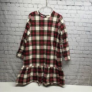Hanna Andersson Red and Green Plaid Shirt dress size 14-16 NWOT